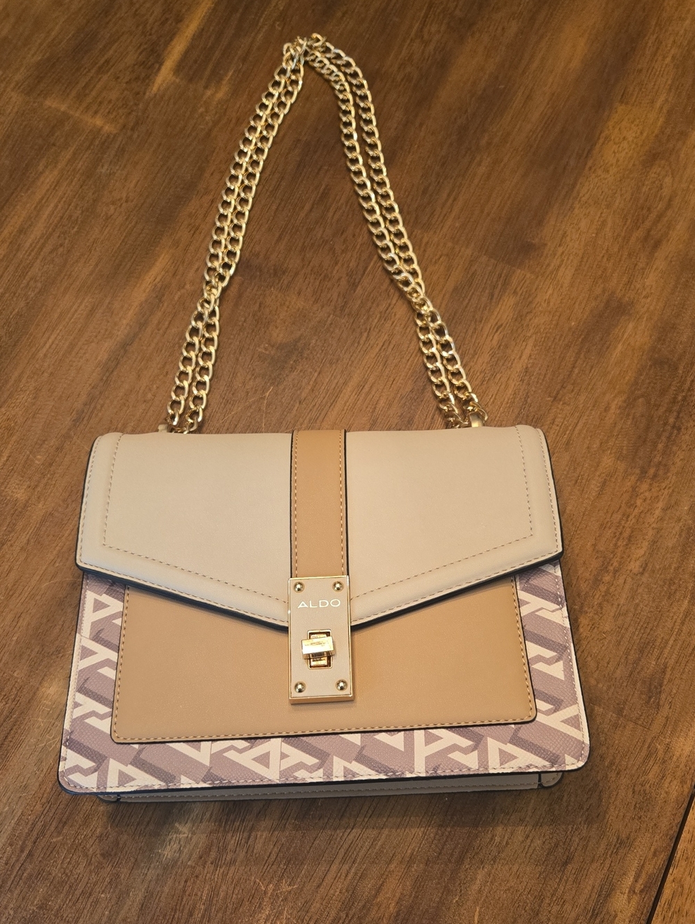 ALDO Beige, Tan & Light Pink Chain Shoulder Bag